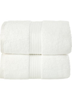 Buy 2-Piece 100% Combed Cotton 550 GSM Quick Dry Highly Absorbent Thick Bathroom Soft Hotel Quality for Bath and Spa Towels Bath Sheet Set 90x180cm in Saudi Arabia