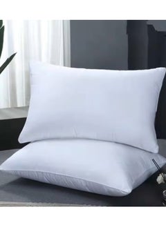 Buy Set of 2-Bed Pillow Single Piping Hotel Standard Extra Soft Microfiber Anti Allergic&Anti-bacterial, Striped White, Size(50x70CM) in UAE