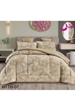 Buy Embroidered Summer Bedspread Two Piece Jacquard Material 6 Pieces Medium Filling Wooded 230x250cm in Saudi Arabia