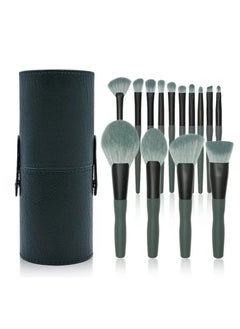 Buy BONITA 14 Piece Makeup Brush Set with Brush Barrel Premium Wood and Cruelty-Free Synthetic Fiber Makeup Brushes in Sage Green  (Round Brush Bag) in UAE