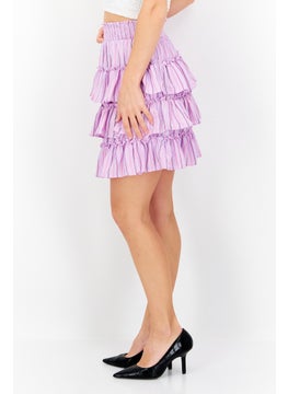 اشتري Women Stripe Mini Skirt, Lavender/White/Black في الامارات