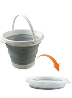 Buy Collapsible Plastic Bucket Foldable Buckets Indoor and Outdoor Collapsible Bucket with Handle MultiPurpose Circle Handy Portable Fishing Water Pail Beach Water Pails 10L Grey in UAE