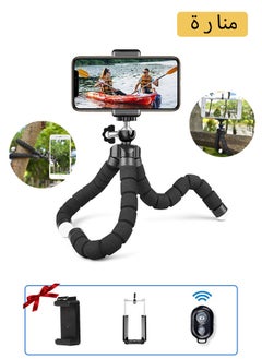 Buy Portable and Flexible Phone Tripod Stand for Cellphones, Compact Mini Tripod with Remote for Video Recording, Vlogging and Travel Photography Support with clip E-type phone clip (black) in UAE