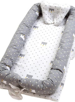 اشتري Jialisen Baby Bassinet for Bed Cotton Soft Breathable Baby Lounger for Newborn Toddler Infant Portable Crib Bassinet Sleeper Bed Baby Nest for Bedroom Travel Camping, Grey Crown في مصر