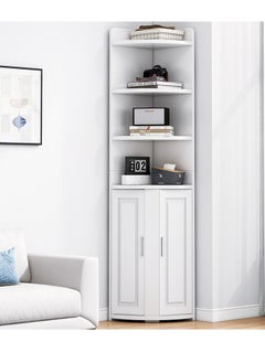 Buy Corner Cabine,Living Room Storage Cabinet,4-Tier Storage Cabinet With 2 Doors,For Bathroom, Kitchen, Living Room Or Bedroom White in Saudi Arabia