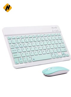 Buy Ultra-Slim Bluetooth Keyboard and Mouse Combo Rechargeable Portable Wireless Keyboard Mouse Set for Apple iPad iPhone iOS 13 and Above Samsung Tablet Phone (Green) in UAE