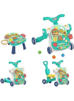 Buy 5 in 1 Baby Walker , Baby Push Walkers, Assemble as Scooter/Motorbike/Activity Center/Detachable Panel, Walking Toys Learning Walker for Infants Toddler (Green) in Saudi Arabia