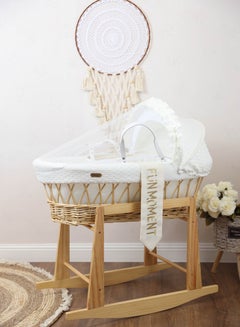 Buy Moses Basket Cot White Color with Rocking Stand in Saudi Arabia