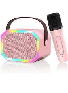 Buy M007 Mini Karaoke Machine System Portable Bluetooth Speaker with Wireless Microphone Music Player For Birthday Party Gifts Pink in UAE