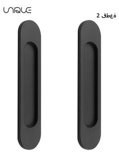 Buy 2Pcs Self-Stick Oval Sliding Door Pulls, Matte Black Aluminum Alloy Flush Pull Punch-Free Handle for Sliding Barn Door Windows Cabinets in Saudi Arabia