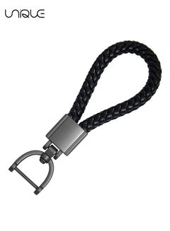 اشتري Metal Car Keychain, Universal Black Leather, Keyring Woven Strap Braided Rope Key Chain for Men and Women - Matte Color, with 360 Degree Rotatable D-Ring with Removal Tool（Send a Screwdriver） في الامارات