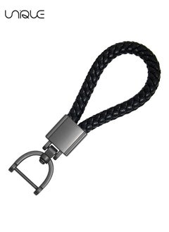 Buy Metal Car Keychain, Universal Black Leather, Keyring Woven Strap Braided Rope Key Chain for Men and Women - Matte Color, with 360 Degree Rotatable D-Ring with Removal Tool（Send a Screwdriver） in UAE