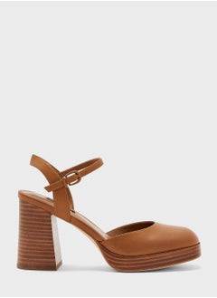 Buy Ankle Strap Mid Heel Platform Sandals in UAE