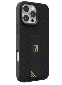 Buy iPhone 16 Pro Max Case Morphix Cuero Cover with Gripstand / Easy Snap On / Slim Caseless Feel / Multiple Protective Layers / Impact Resistance Back Cover - Black in UAE