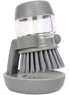 اشتري Soap Dispensing Palm Brush  Kitchen Scrub Brushes Dish Scrubber with Holder Drip Tray Contoured shape fits your palm for Dish Sink Pan Pot Washing and Cleaning في السعودية