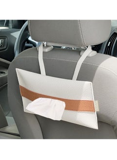 Buy Leather Car Tissue Holder (White/Brown) in UAE