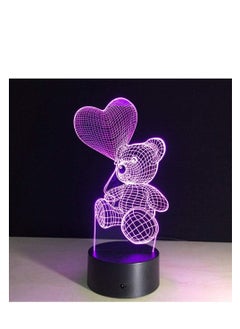 اشتري Baby Kids Night 3D Lamp Led Lighting Color Change Sensor Led Bear Night Light Heart Balloon Home Room Decoration Best Child Gift Bear Bloom في الامارات