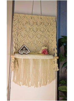 Buy Macrame wood shelf curtain shape by Egypt Antiques handmade in Egypt