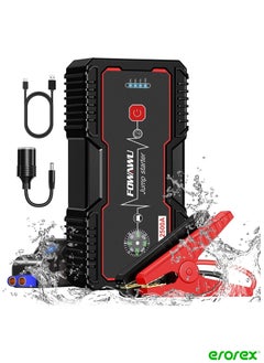 Buy 22800mAh 2500A Car Jump Starter Water  Resistant Jump Starter Battery Pack 8.0L Gas 6.5L Diesel Battery Jumper Starter Portable with USB QC3.0 DC 12V LED Light in Saudi Arabia