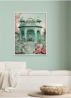 Buy Art Decor Pastel Blue Pink Indian Palace Poster Art with Cherry Blossoms Architecture Wall Art Modern Art Framed Fine Art Traditional Design for Living Room Bedroom Office Home Gifting in UAE