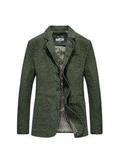 اشتري 1 x 5 pcs Mens Cotton Blazer Spring Autumn Casual Plus Size Jacket 817 Army Green في السعودية