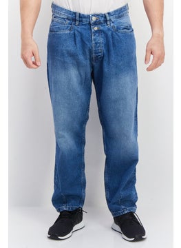 Buy Men Ballon Fit Washed Denim Jeans, Blue in Saudi Arabia