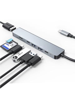 Buy USB C Hub, 7 in 1 USB C Multiport Adapter with 4K HDMI, USB 3.0, 2 USB-A, USB-C Data, 100W PD and SD/TF Card Reader, USB C Hub Compatible with MacBook Pro/Air, iPad Pro, XPS, ChromeBook and More Type in Saudi Arabia