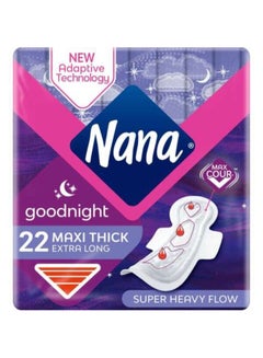 Buy Nana Good Night Maxi Thick Extra Long Sanitary Pads With Wings White 22 Pads in Saudi Arabia