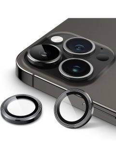 Buy Camera Lens Protector for iPhone 15 Pro 6.1-Inch and iPhone 15 Pro Max 6.7-Inch 9H Tempered Glass Metal Individual Ring Cover HD Clear in UAE