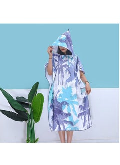 Buy Adult Quick Dry Microfiber Surf Swim Poncho Changing Bath Robe Hooded Beach Towel in UAE