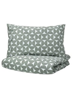 Buy Duvet Cover And Pillowcase, Grey/Green, 150X200/50X80 Cm in Saudi Arabia