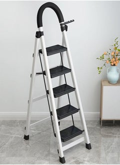 Buy 5 Steps Multifunction Household Indoor Folding Ladder and Storage Rack 43 x 87 x 155 Centimeter in UAE