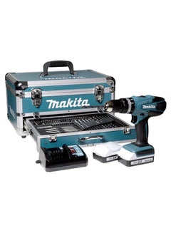 Buy Makita HP488DAEX2 18V G-Series Lithium-Ion Cordless Hammer Driver Drill 13mm (1/2")|42Nm|400-1400rpm|with 70pcs Accessory Set in Aluminium Case|Includes 2x 2Ah Battery|1x Charger in UAE