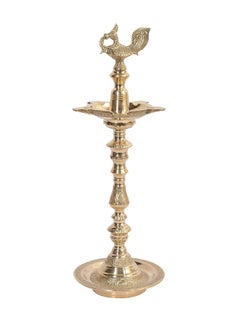 Buy Traditional Handmade Brass Diya Peacock Kuthu Vilakku/Inauguration Lamp For Temples Puja,Festival Gifts & Home Decor (Golden) Height: 12 Inch in Saudi Arabia