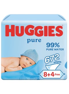 اشتري Pure Baby Wipes 99% Pure Water 12 Pack x 56 Wipes 672 Wipes في السعودية