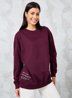 Buy Regular Fit Slogan Print Longline Sweatshirt in Saudi Arabia