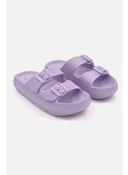 Buy Women Slip On Slide Slippers, Purple in Saudi Arabia