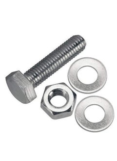 اشتري 12 pcs Hex Head Screw Bolts Nuts & Washers Fully Thread GI Plain Finish Bolt Set. (10 x 50MM) في الامارات