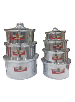 Buy 7 Piece Aluminum Cookware Pot Set Silver 30cm in Saudi Arabia