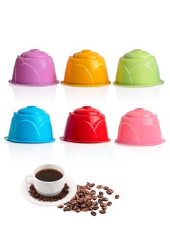 Buy 6 Pcs Reusable Coffee Capsules Refillable Colorful Espresso Coffee Capsule Filters Easy to Use Coffee Box Without Bisphenol A With Cleaning for Dolce Gusto Multicolor in Saudi Arabia