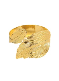 اشتري 4Pcs Gold Stainless Steel Napkin Rings, Leaf Shape, Modern Design for Table Settings at Kitchen Dinners and Parties في الامارات