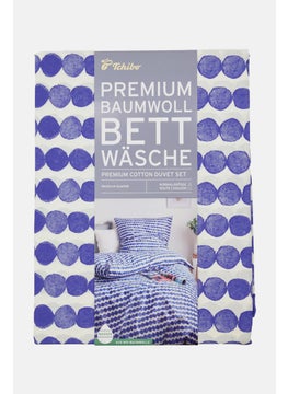 اشتري Single Premium Cotton Duvet Set 140 x 200 cm, Blue/White في الامارات