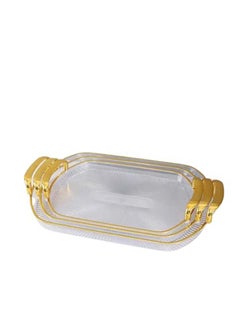 Buy Elegant Acrylic Serving Trays Set with Gold Handles (Excellent for Serving Coffee, Tea and Desserts - 3 Pieces, Clear) in Egypt