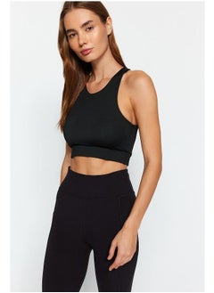 Buy Black Supported/Shaping Knitted Sports Bra with Cross Back Tape Detail THMAW24SS00013 in Egypt