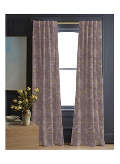 اشتري Printed Curtains Semi Leather 1Piece-Light Purple-140x280 cm في مصر