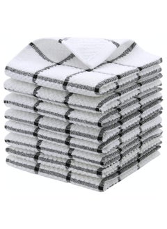 Buy 8 Pieces Kitchen Absorbent Dish Cloths, Cotton Dish Towels, Quick Drying Reusable Cleaning Towels Tea Towels, Nonstick Oil Washable Rags, Multi Purpose Dish Towels for Kitchen, Black Plaid in Saudi Arabia