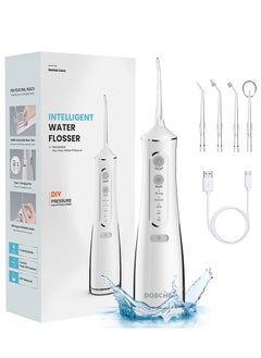 Buy Portable Water Dental Flosser For Teeth Cleaning Dental Oral Irrigator With 4 Modes Scalable 4 Jet Nozzles IPX7 Water Resistance 300ML in Saudi Arabia