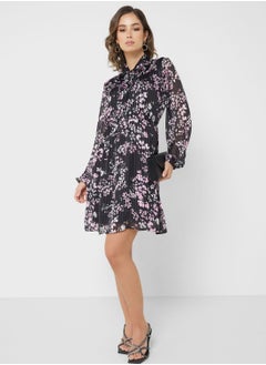 اشتري Floral Print Tie Detail Dress في الامارات