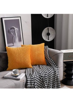 Buy 2 PCS Of Velvet Pleated Throw Pillow With Extra Comfort And Modern Luxury Look in UAE