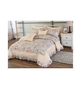 Buy Super King 8 Pieces Comforter set Ruffle Bedding Set, Cotton and Polyester Quality Dorm, Duvet( 240*260cm) in UAE